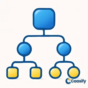 Illustration of decision trees in machine learning for classification and regression tasks, showing root nodes, internal nodes, and leaf nodes.