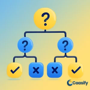 Decision trees in machine learning used for classification and regression tasks with data split into subgroups.
