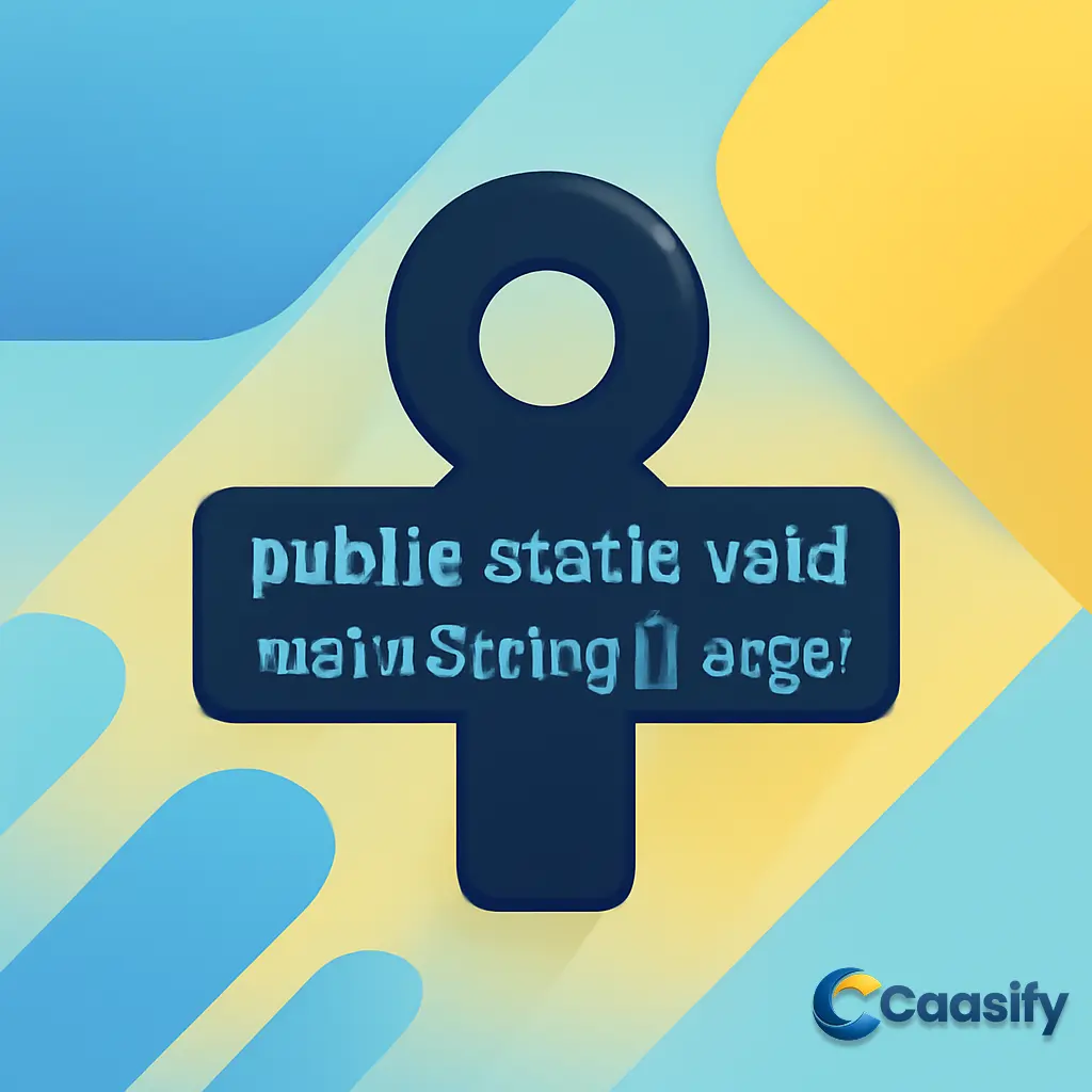 Java main method signature 'public static void main(String[] args)' for program execution by the JVM.