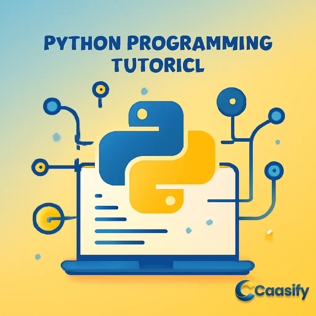 Beginner’s guide to Python programming, showcasing core concepts like syntax, data types, and control flow.