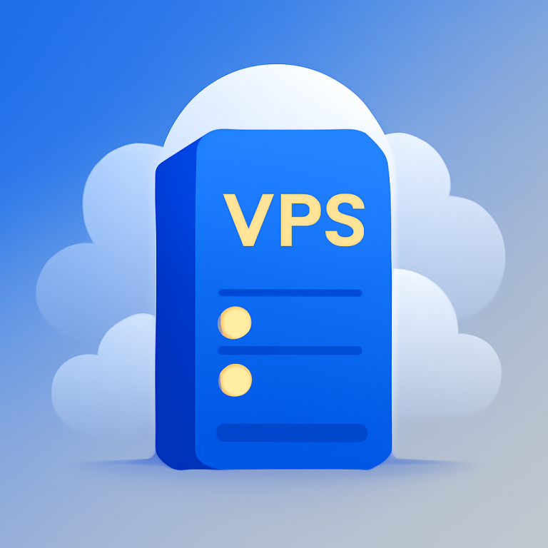 FastComet VPS server icon with cloud shapes, highlighting performance and reliability.
