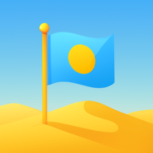 Minimalist illustration of a UAE flag with desert dunes, symbolizing VPS hosting in Abu Dhabi with smooth performance and scalability.