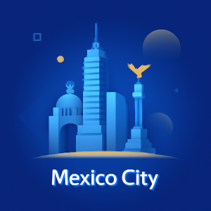 Symbolic VPS server icon with blue and yellow accents, representing buy vps losangeles hosting service.