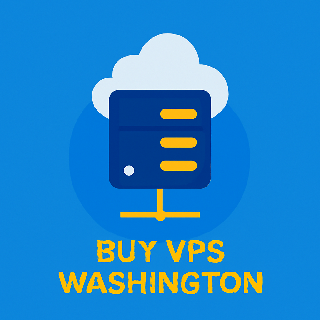 Illustration of a virtual private server setup in Washington with low-latency performance.