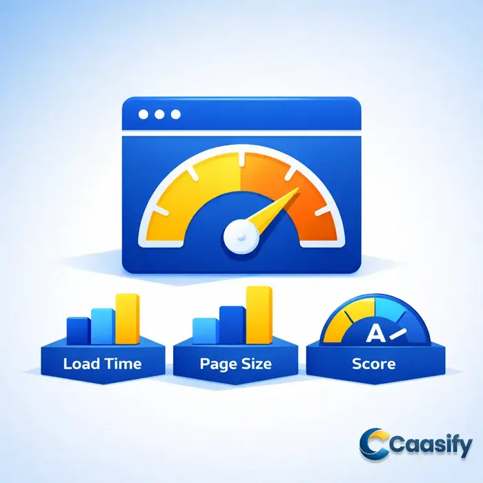 Dashboard view showing how to check website speed using performance metrics like load time, page size, and optimization insights for SEO.