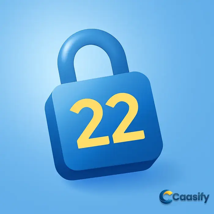 Illustration explaining the default SFTP port number (22) and its significance for secure file transfers.