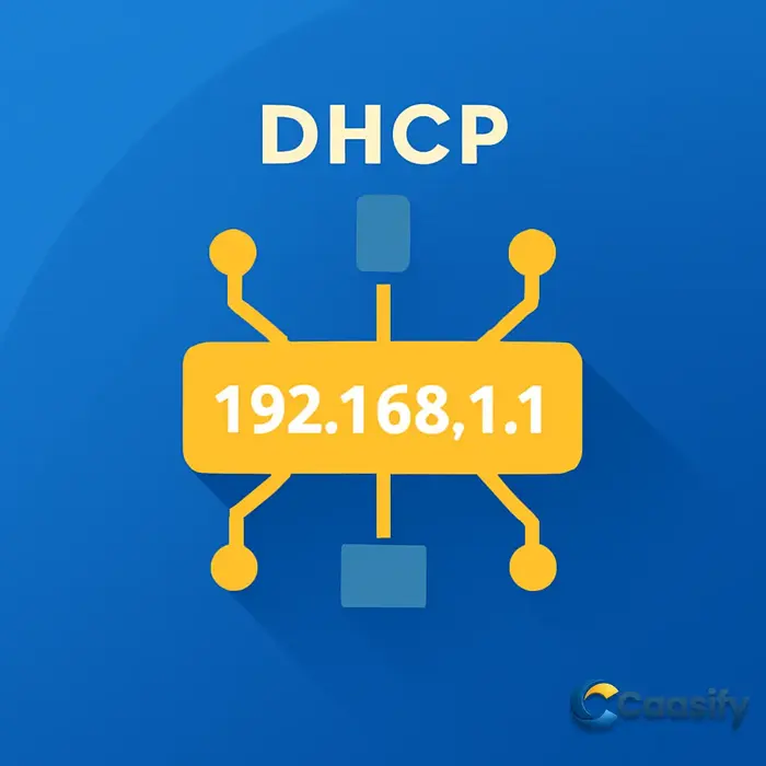 Illustration of DHCP network configuration showing dynamic IP address management.