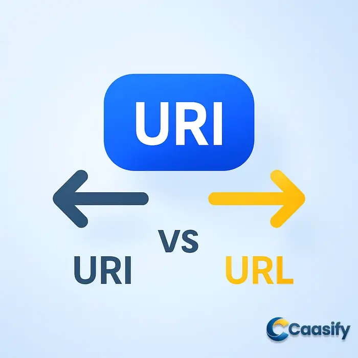 Visual comparison showing the difference between URI and URL in web development.