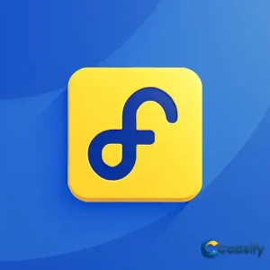 Fedora operating system logo and interface showing its development environment features.