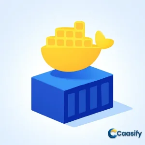 Step-by-step guide to install Docker on Linux, showing installation process and Docker logo.