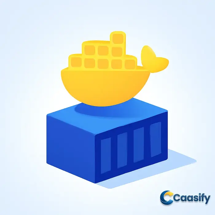 Step-by-step guide to install Docker on Linux, showing installation process and Docker logo.