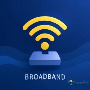 Different types of internet access options like broadband, fiber, and satellite connections.