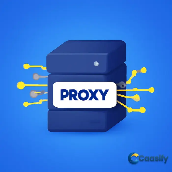 A diagram explaining what a proxy server is and how it enhances online privacy and security.