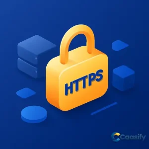 Illustration explaining HTTPS and port 443 configuration for secure communication over the web.