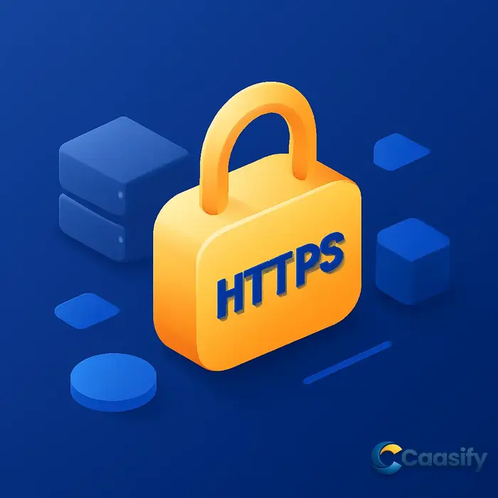 Illustration explaining HTTPS and port 443 configuration for secure communication over the web.